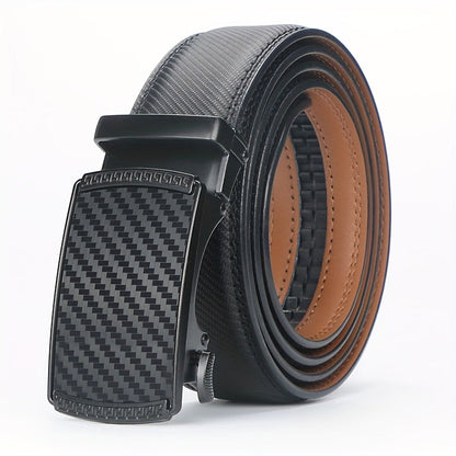 Men's Belt - 's Leather Ratchet Automatic Buckle Adjustable Trim-to-Fit No Hole Design - product detail view 25