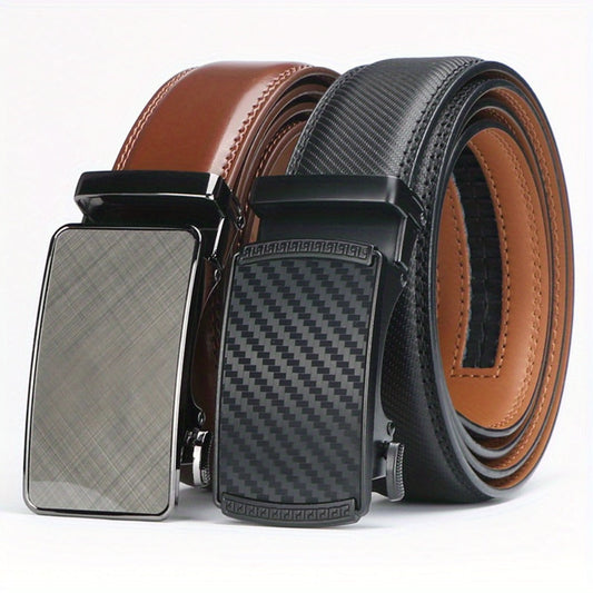 Men's Belt - 's Leather Ratchet Genuine Leather Automatic Buckle No-Hole Stepless - main product view