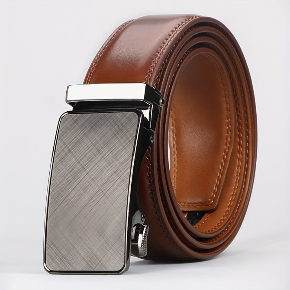Men's Belt - 's Leather Ratchet Genuine Leather Automatic Buckle No-Hole Stepless - product detail view 4