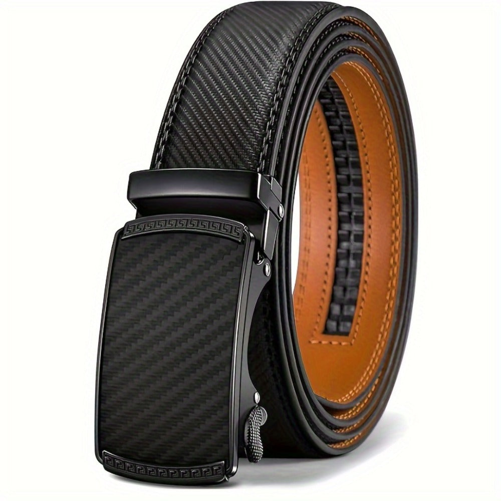 Men's Belt - 's Leather Ratchet Genuine Leather Automatic Buckle No-Hole Stepless - product detail view 10