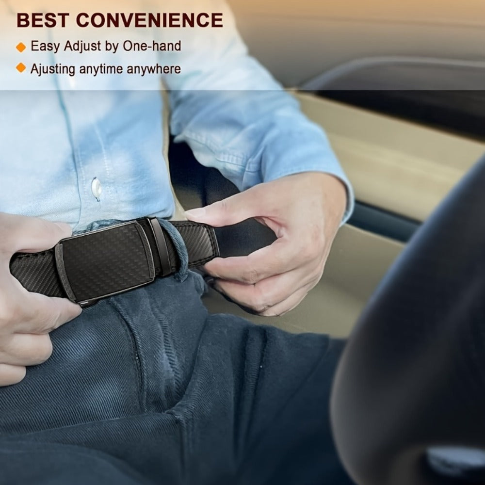 Men's Belt - 's Leather Ratchet Genuine Leather Automatic Buckle No-Hole Stepless - product detail view 11