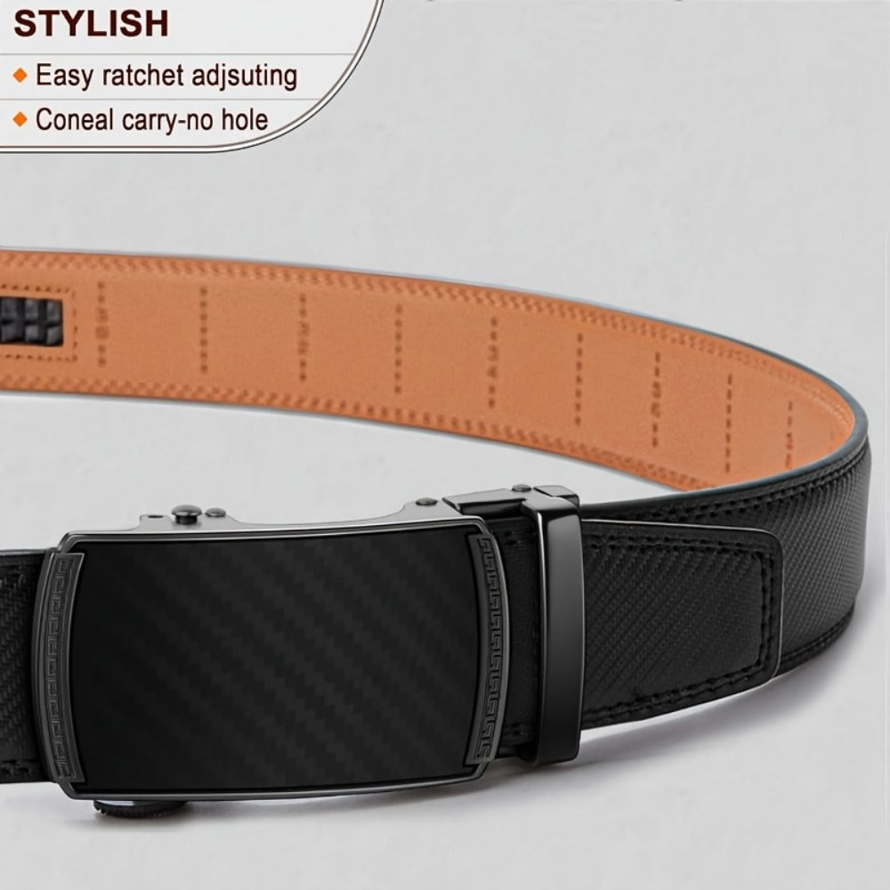 Men's Belt - 's Leather Ratchet Genuine Leather Automatic Buckle No-Hole Stepless - product detail view 15