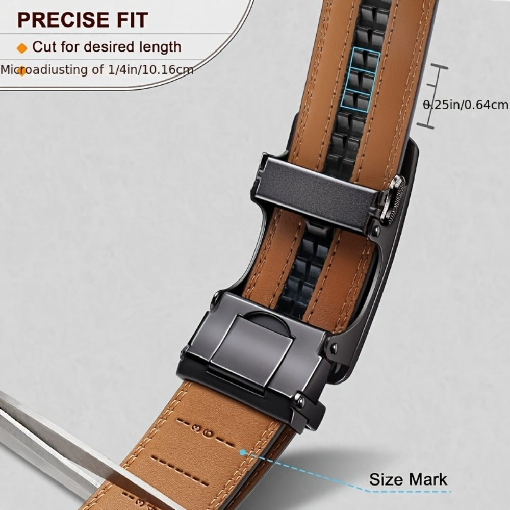 Men's Belt - 's Leather Ratchet Genuine Leather Automatic Buckle No-Hole Stepless - product detail view 16