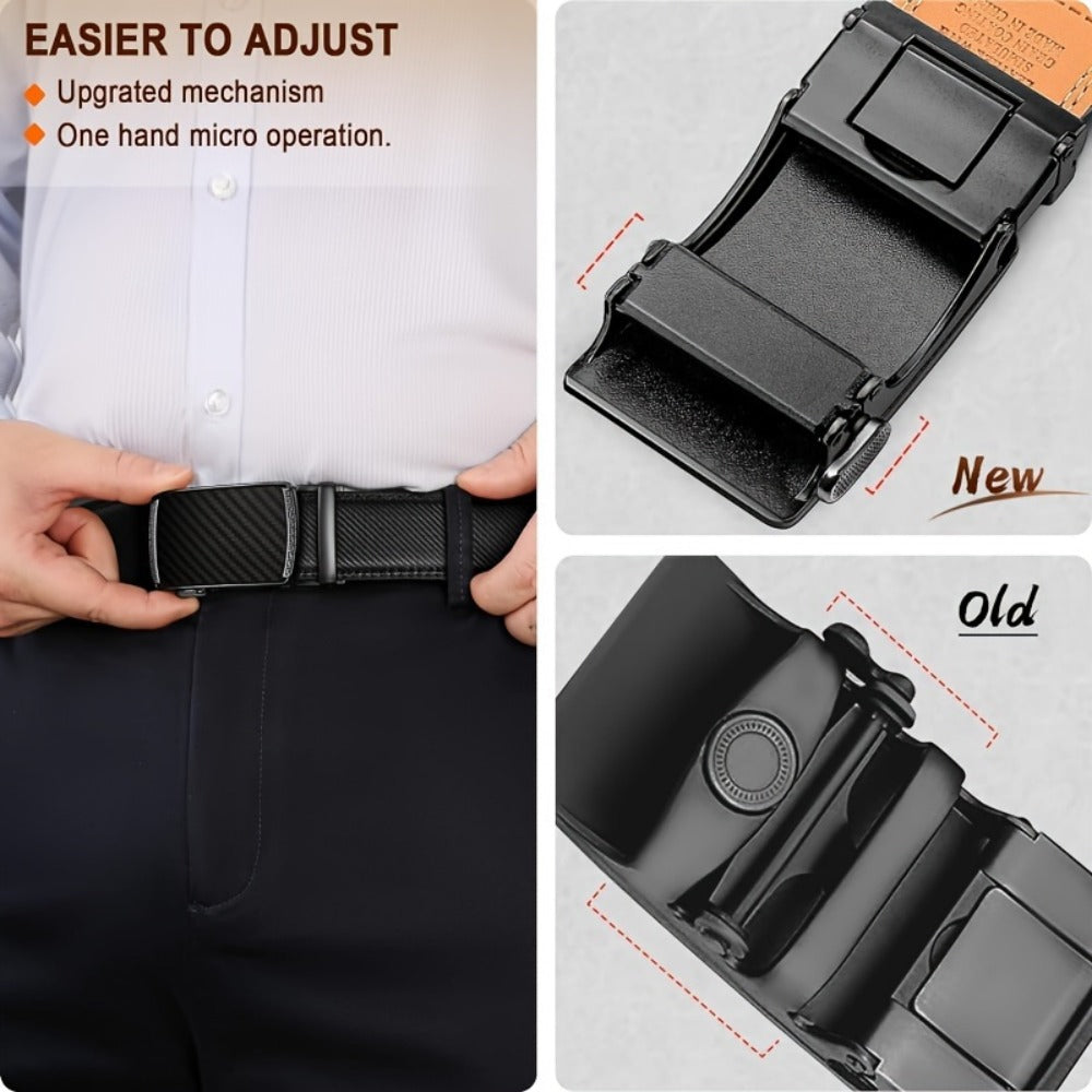 Men's Belt - 's Leather Ratchet Genuine Leather Automatic Buckle No-Hole Stepless - product detail view 17