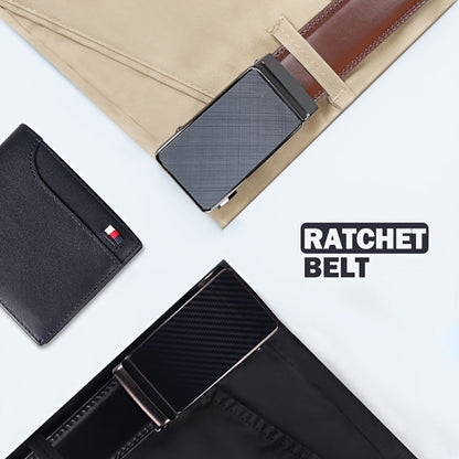Men's Belt - 's Leather Ratchet Genuine Leather Automatic Buckle No-Hole Stepless - product detail view 19