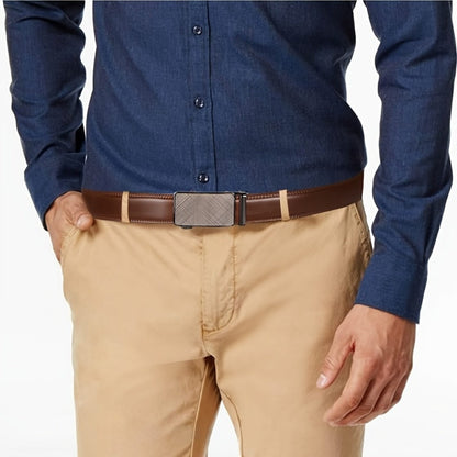 Men's Belt - 's Leather Ratchet Genuine Leather Automatic Buckle No-Hole Stepless - product detail view 22