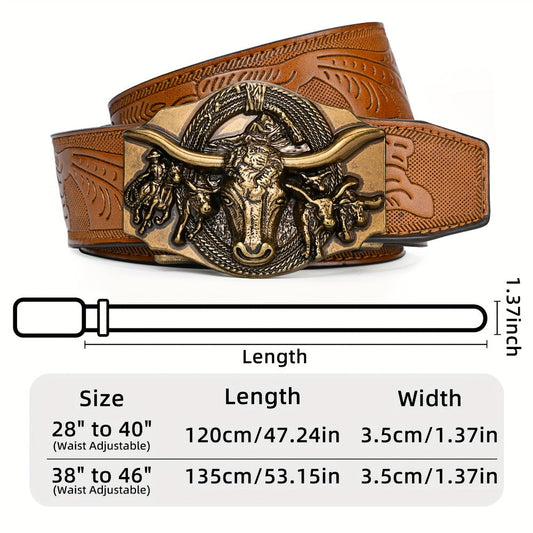 Men's Belt - 's Ratchet Automatic Click Buckle Faux Leather No Hole Adjustable Western - product detail view 2