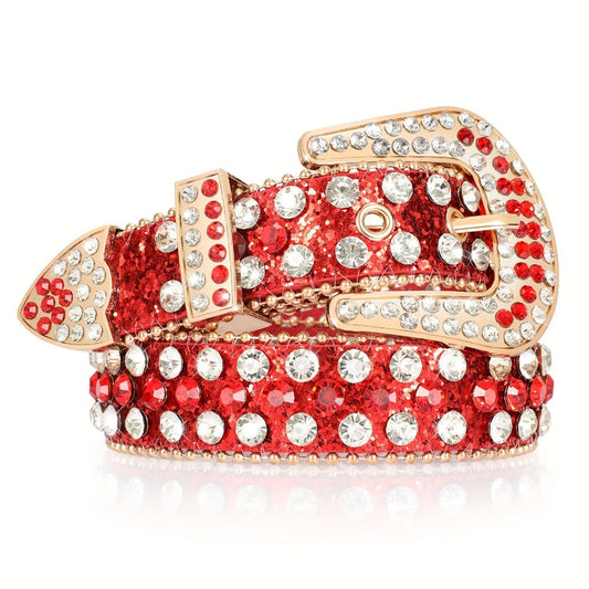 Women's Belt - 's Rhinestone Polka Dot PU Leather Shiny Alloy Buckle Glam Street Style - main product view
