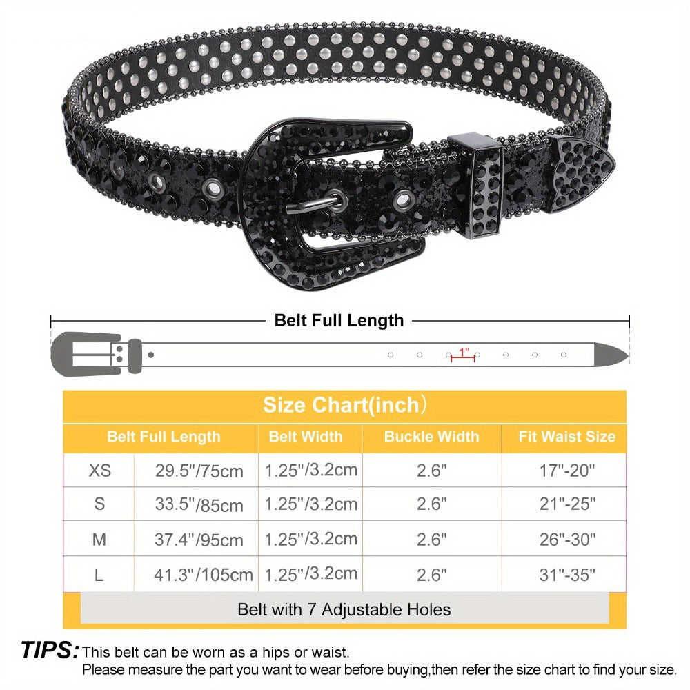 Women's Belt - 's Rhinestone Polka Dot PU Leather Shiny Alloy Buckle Glam Street Style - product detail view 2