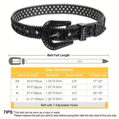 Women's Belt - 's Rhinestone Polka Dot PU Leather Shiny Alloy Buckle Glam Street Style - product detail view 2