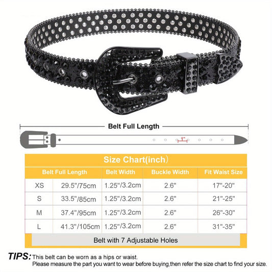 Women's Belt - 's Rhinestone Polka Dot PU Leather Shiny Alloy Buckle Glam Street Style - product detail view 2