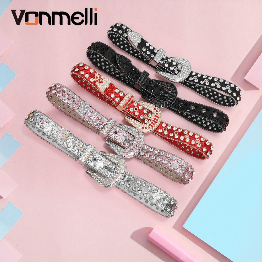 Women's Belt - 's Rhinestone Polka Dot PU Leather Shiny Alloy Buckle Glam Street Style - product detail view 4
