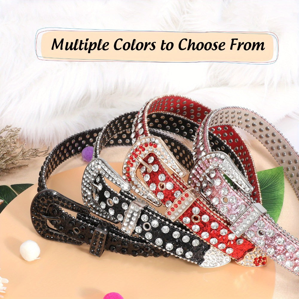 Women's Belt - 's Rhinestone Polka Dot PU Leather Shiny Alloy Buckle Glam Street Style - product detail view 5