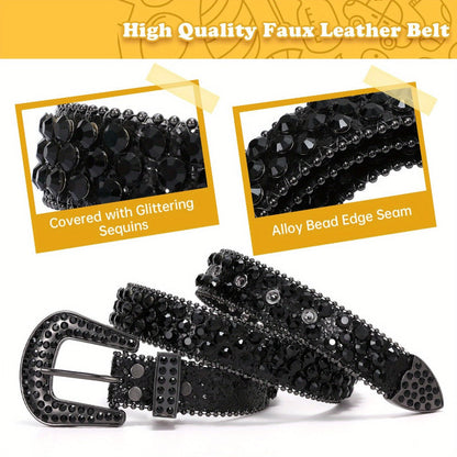 Women's Belt - 's Rhinestone Polka Dot PU Leather Shiny Alloy Buckle Glam Street Style - product detail view 6