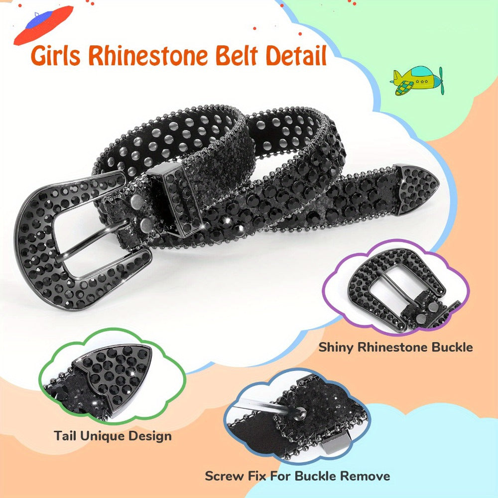 Women's Belt - 's Rhinestone Polka Dot PU Leather Shiny Alloy Buckle Glam Street Style - product detail view 7