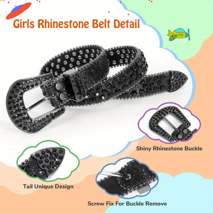 Women's Belt - 's Rhinestone Polka Dot PU Leather Shiny Alloy Buckle Glam Street Style - product detail view 7
