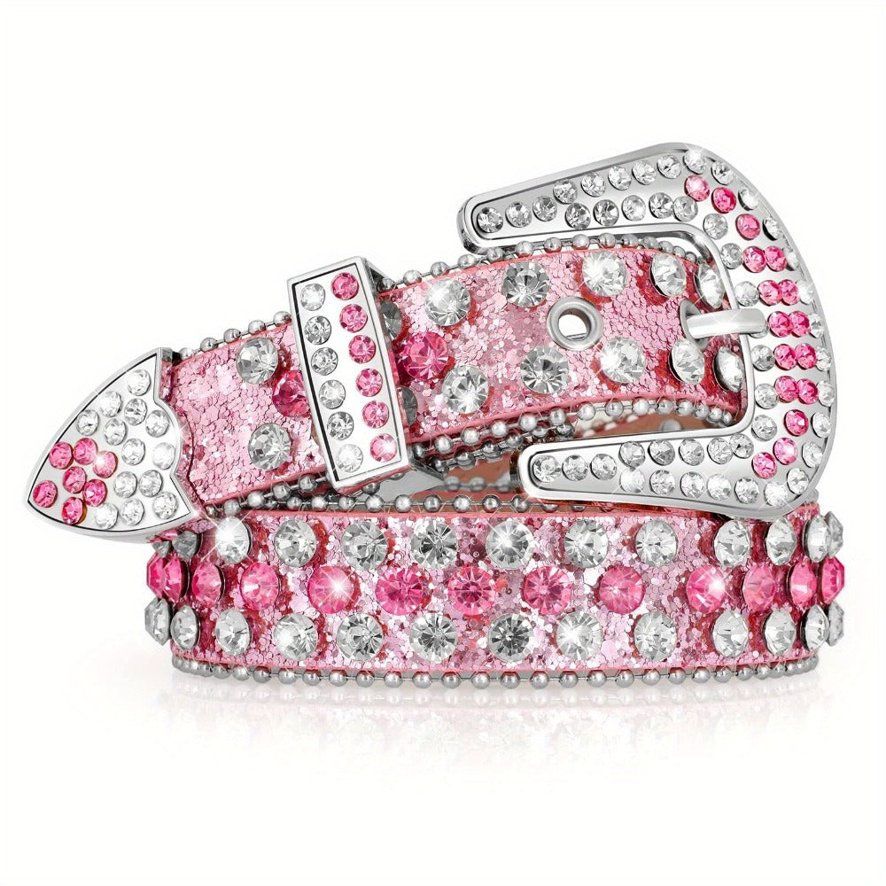 Women's Belt - 's Rhinestone Polka Dot PU Leather Shiny Alloy Buckle Glam Street Style - product detail view 9