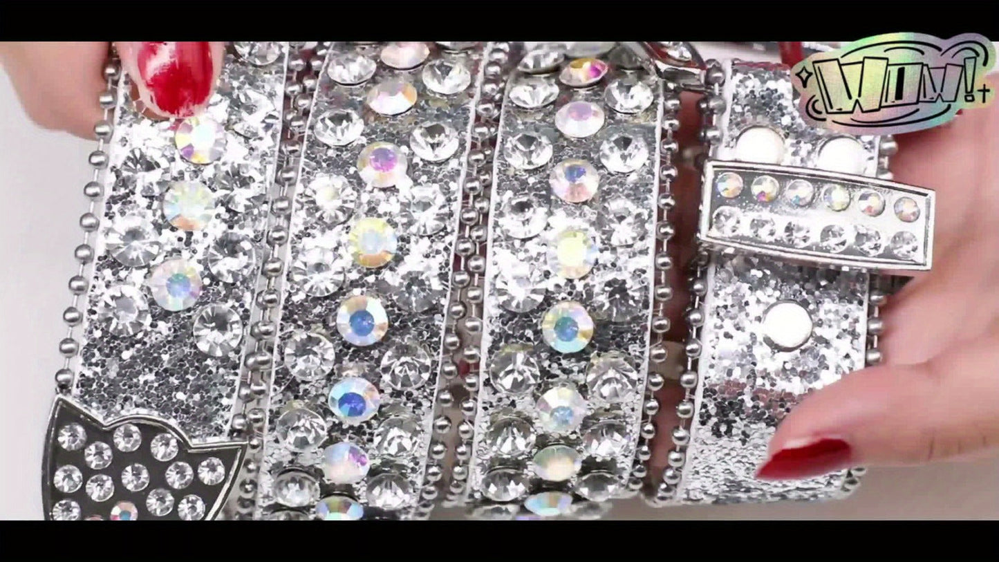 Women's Belt - 's Rhinestone Polka Dot PU Leather Shiny Alloy Buckle Glam Street Style - product detail view 12