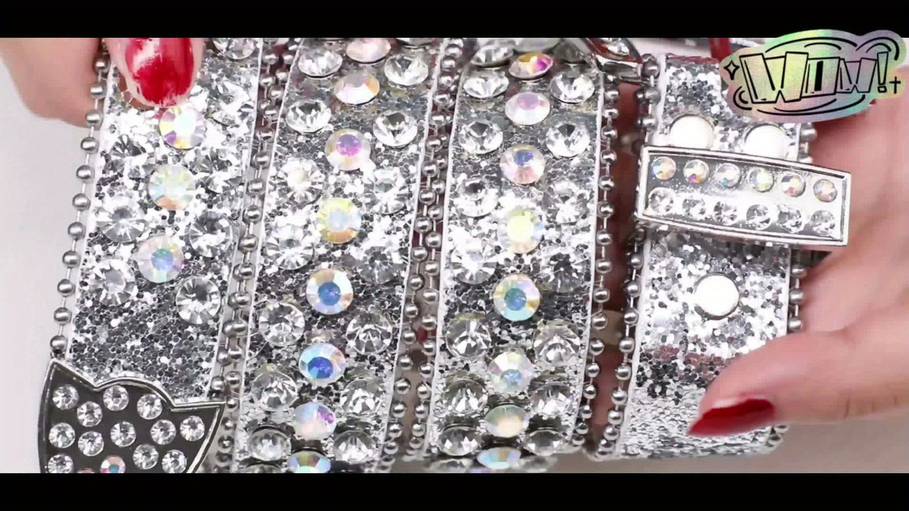 Women's Belt - 's Rhinestone Polka Dot PU Leather Shiny Alloy Buckle Glam Street Style - product detail view 12