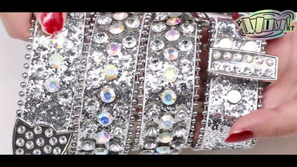 Women's Belt - 's Rhinestone Polka Dot PU Leather Shiny Alloy Buckle Glam Street Style - product detail view 12