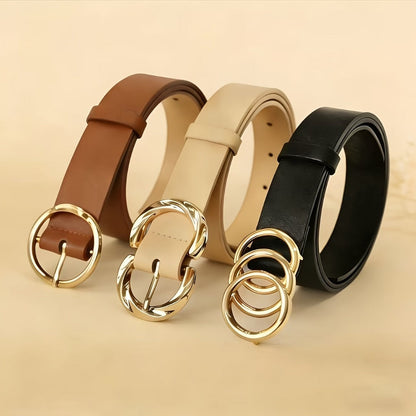 Women's Belt - 's Set 3 Pack Metal Ring Buckle Solid Color Versatile Waist for Jeans - product detail view 9