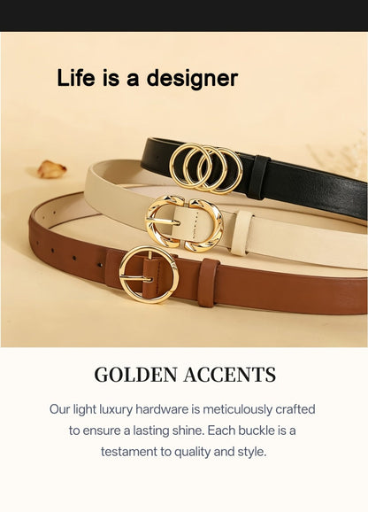 Women's Belt - 's Set 3 Pack Metal Ring Buckle Solid Color Versatile Waist for Jeans - product detail view 16