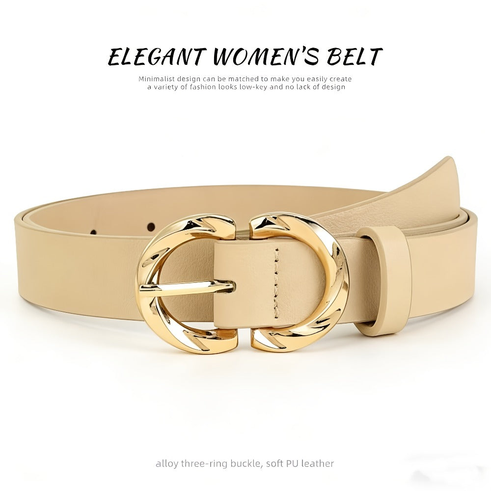 Women's Belt - 's Set 4Pcs - Retro Gold Metal Buckle Adjustable Fashion Waist for Jeans - product detail view 4