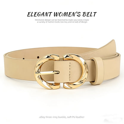 Women's Belt - 's Set 4Pcs - Retro Gold Metal Buckle Adjustable Fashion Waist for Jeans - product detail view 4