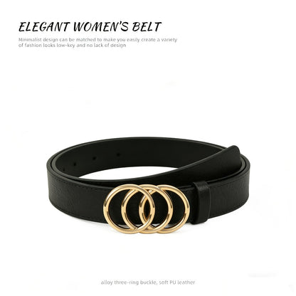 Women's Belt - 's Set 4Pcs - Retro Gold Metal Buckle Adjustable Fashion Waist for Jeans - product detail view 6