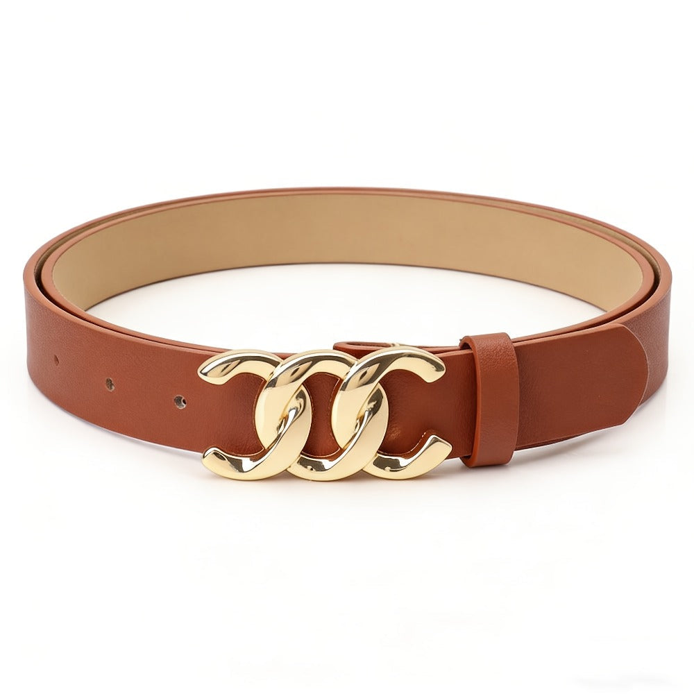 Women's Belt - 's Set 4Pcs - Retro Gold Metal Buckle Adjustable Fashion Waist for Jeans - product detail view 7