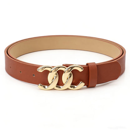 Women's Belt - 's Set 4Pcs - Retro Gold Metal Buckle Adjustable Fashion Waist for Jeans - product detail view 7