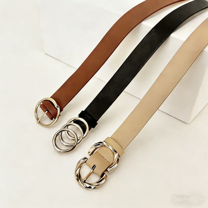 Women's Belt - 's Set 4Pcs - Retro Gold Metal Buckle Adjustable Fashion Waist for Jeans - product detail view 8