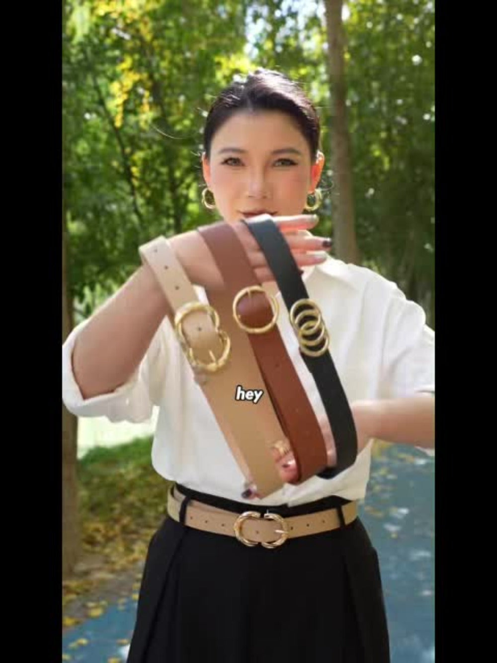 Women's Belt - 's Set 6Pcs - PU Leather with Metal Buckle Multi Style, Black Beige Brown - product detail view 9
