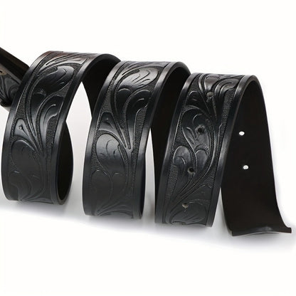 Men's Belt - 's Western Cowboy Set 2-Pack Bull Buckle Embossed Floral Faux Leather - product detail view 17