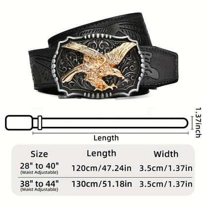 Men's Belt - 's Western Ratchet Faux Leather Sliding Automatic Click Buckle Hawk Horse - product detail view 5
