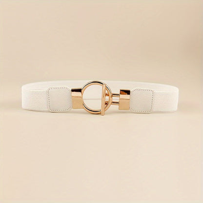 Women's Belt - 's Wide Waist Set 3 Pack Elastic Round Buckle Solid Color Waistband Cinch - product detail view 6