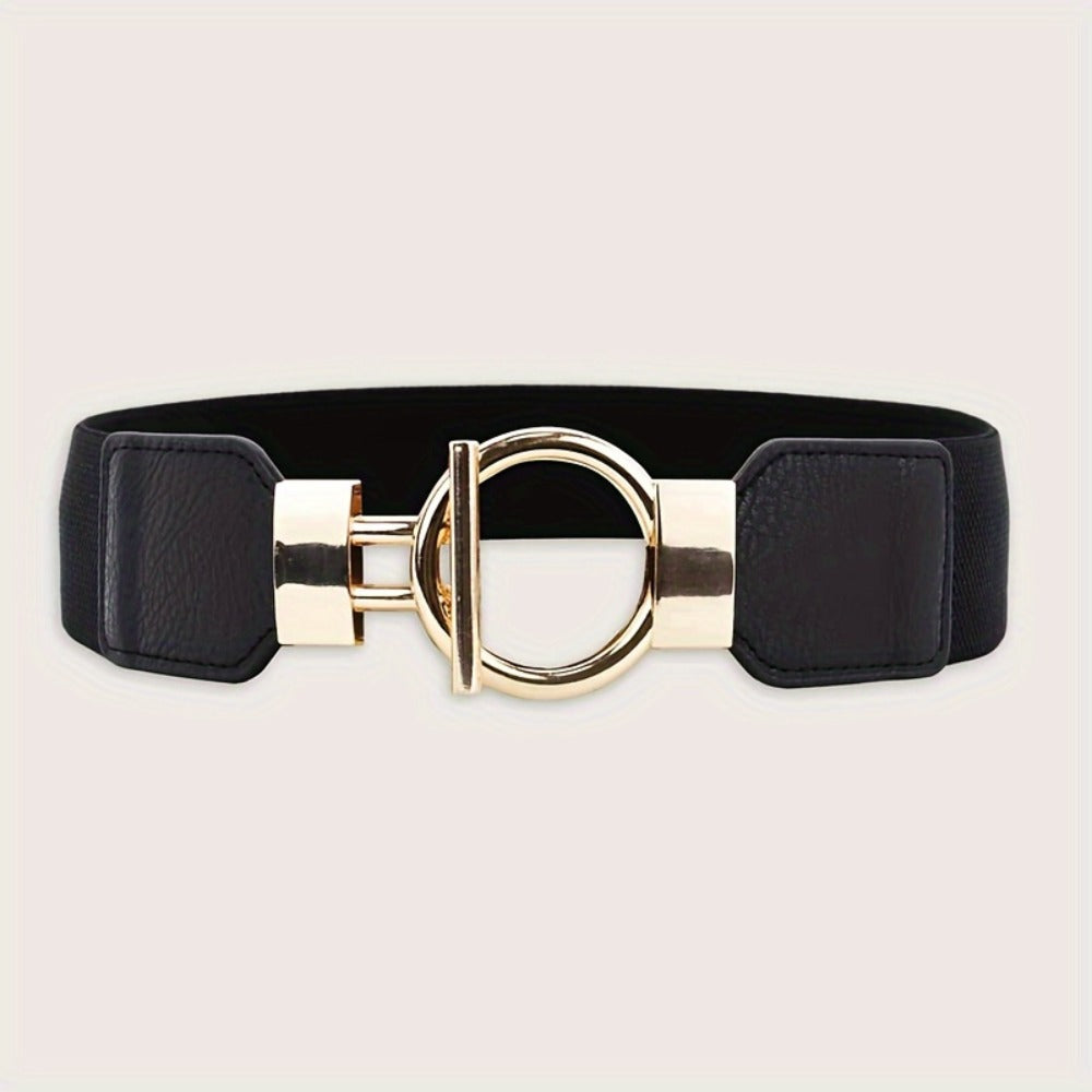 Women's Belt - 's Wide Waist Set 3 Pack Elastic Round Buckle Solid Color Waistband Cinch - product detail view 10