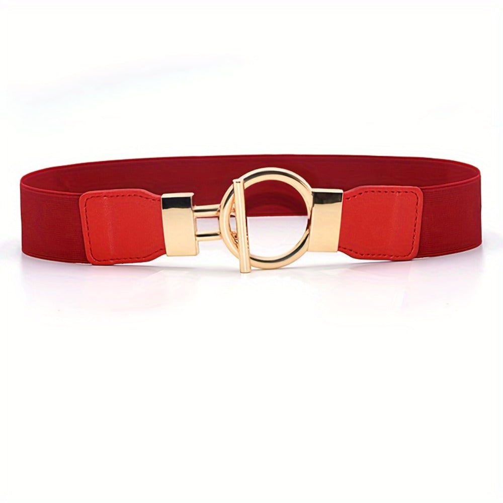 Women's Belt - 's Wide Waist Set 3 Pack Elastic Round Buckle Solid Color Waistband Cinch - product detail view 11