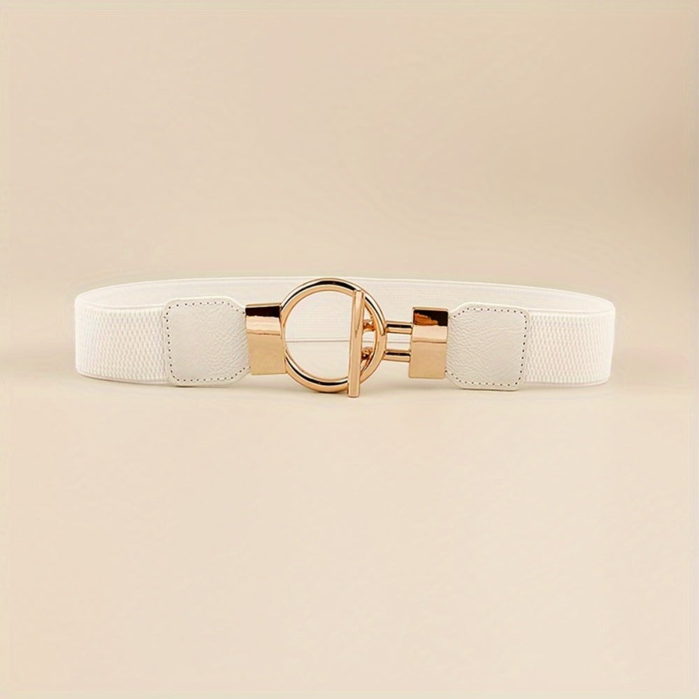Women's Belt - 's Wide Waist Set 3 Pack Elastic Round Buckle Solid Color Waistband Cinch - product detail view 12