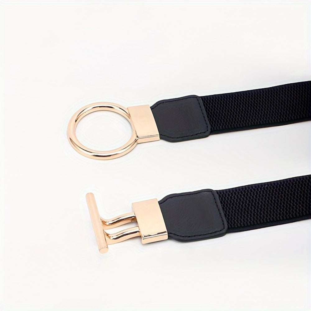 Women's Belt - 's Wide Waist Set 3 Pack Elastic Round Buckle Solid Color Waistband Cinch - product detail view 13