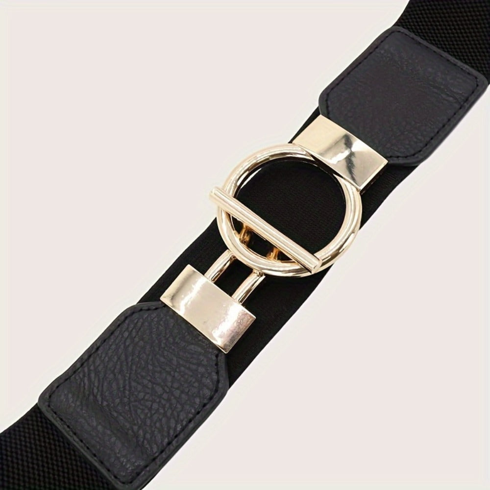 Women's Belt - 's Wide Waist Set 3 Pack Elastic Round Buckle Solid Color Waistband Cinch - product detail view 14