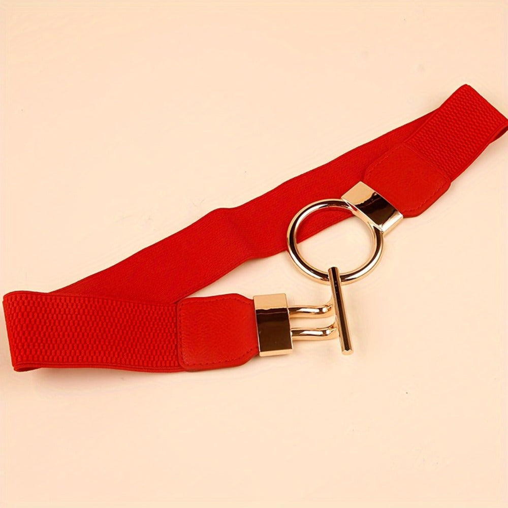 Women's Belt - 's Wide Waist Set 3 Pack Elastic Round Buckle Solid Color Waistband Cinch - product detail view 15