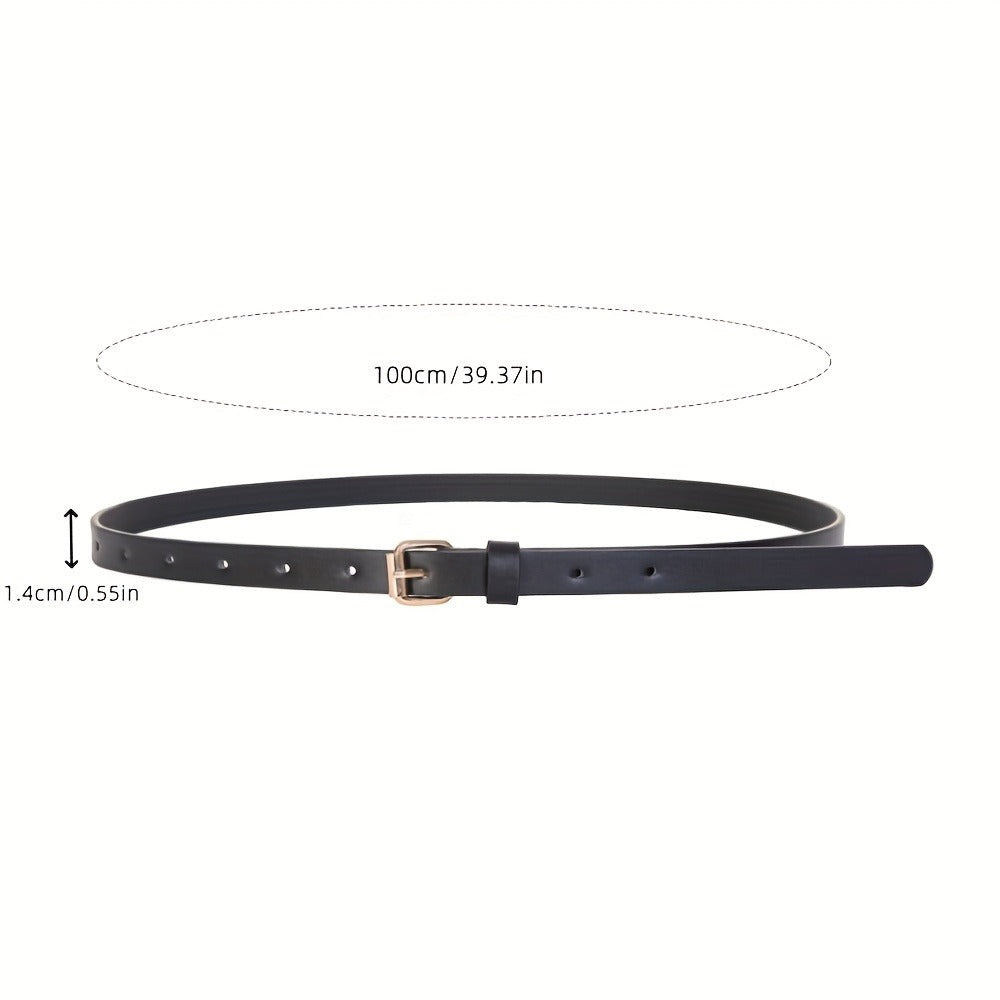 Women's Belt - Skinny for 4Pcs Set - Adjustable Thin PU Leather Dress with Hollow-Out - product detail view 5