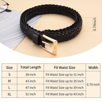 Women's Belt - Skinny Braided for 2 Pack - 3/4" Thin Woven Waist Set for Dresses Jeans - product detail view 2