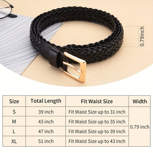 Women's Belt - Skinny Braided for 2 Pack - 3/4" Thin Woven Waist Set for Dresses Jeans - product detail view 2