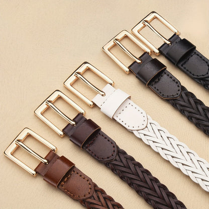 Women's Belt - Skinny Braided for 2 Pack - 3/4" Thin Woven Waist Set for Dresses Jeans - product detail view 10