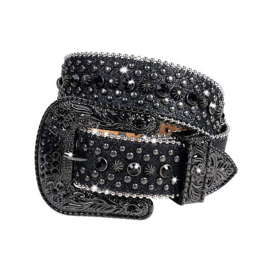 Men's Belt - Skull for Women Bling - Western Cowgirl Cowboy Black Rhinestone Skull - product detail view 2