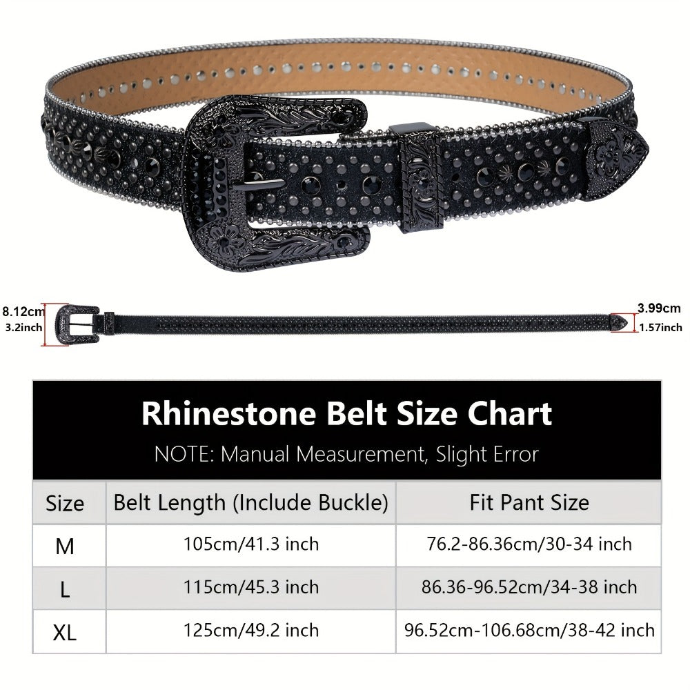 Men's Belt - Skull for Women Bling - Western Cowgirl Cowboy Black Rhinestone Skull - product detail view 7