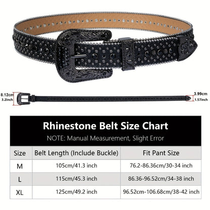 Men's Belt - Skull for Women Bling - Western Cowgirl Cowboy Black Rhinestone Skull - product detail view 7