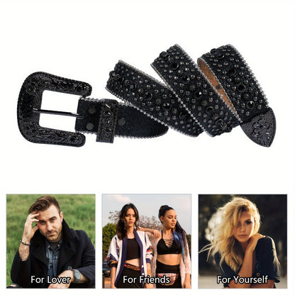 Men's Belt - Skull for Women Bling - Western Cowgirl Cowboy Black Rhinestone Skull - product detail view 9